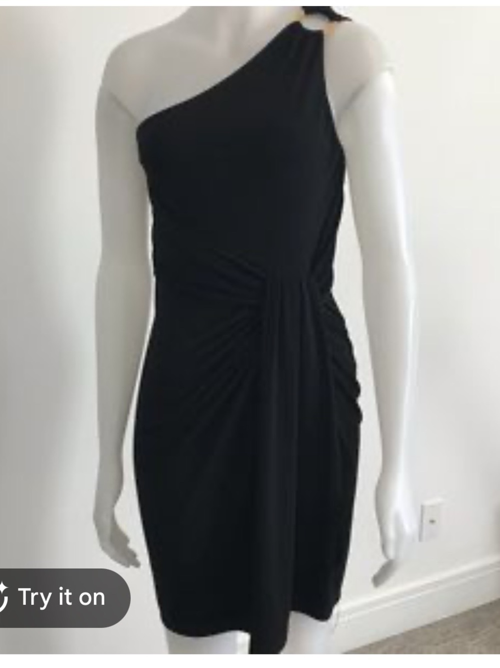 Michael Kors Black One-Shoulder Ruched Cocktail Dress 8